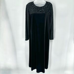 VTG Diane Von Furstenberg Dress Color Authority L Black Velvet/Velour Long DVF